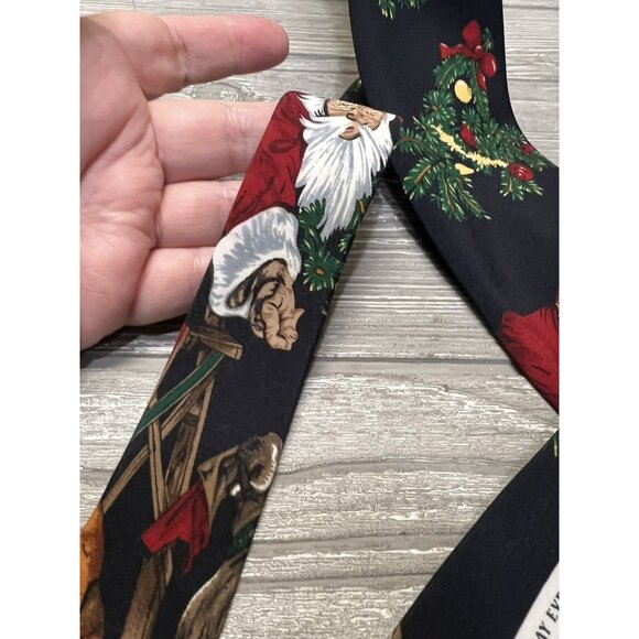 Vintage Christmas Saturday Evening Post Silk Neck Tie Santa & Dog 1996 Canada - Picture 7 of 8